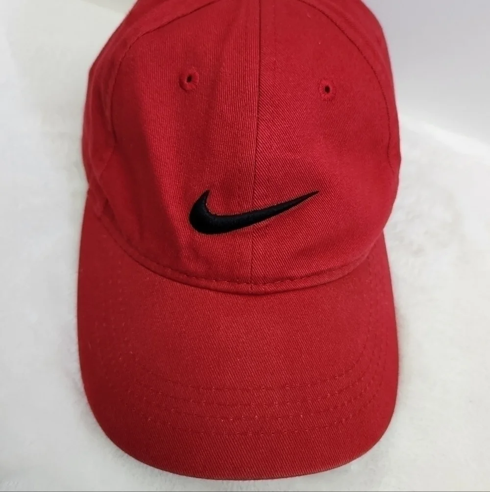 Nike Red Black Swoosh Just Do It Baseball Hat Cap Unisex Child Size 4-7